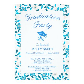 Cute white blue seamless spring graduation party