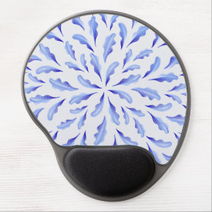 cute white blue simple leaves flowers  gel mouse pad