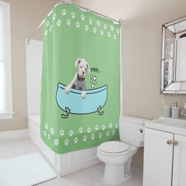 Cute White Boxer Dog - Shower Curtain (In Situ)