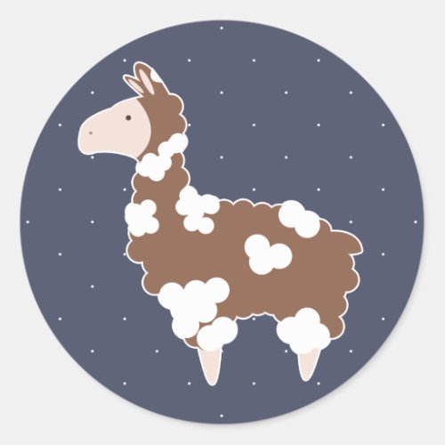 Cute White  Brown Spotted Llama Classic Round Sticker