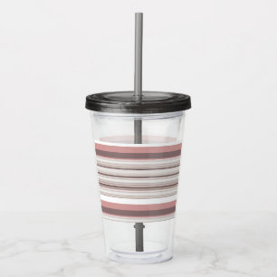 Cute white brown stripes acrylic tumbler