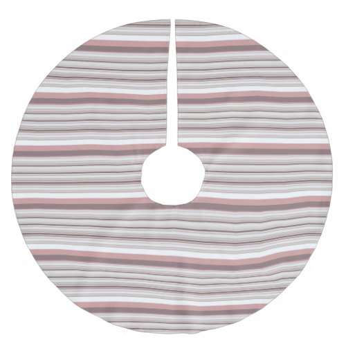 Cute white brown stripes brushed polyester tree skirt