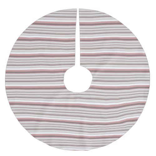 Cute white brown stripes brushed polyester tree skirt