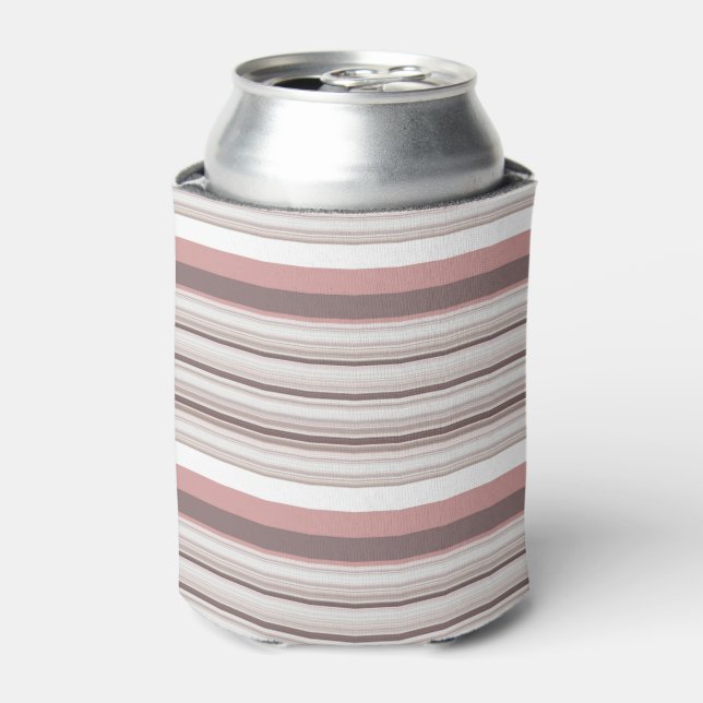 Cute white brown stripes can cooler (Can Front)