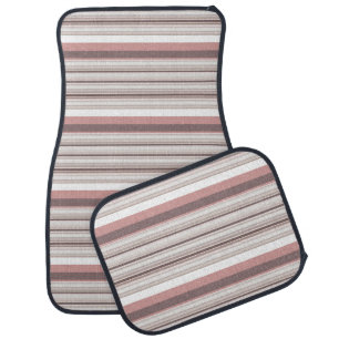 Cute white brown stripes car floor mat