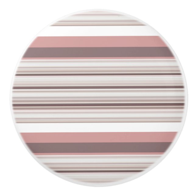 Cute white brown stripes ceramic knob (Front)