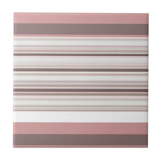 Cute white brown stripes ceramic tile (Front)
