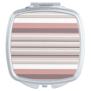 Cute white brown stripes compact mirror