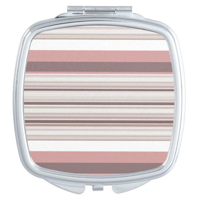 Cute white brown stripes compact mirror (Front)