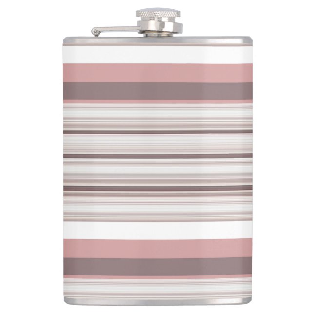 Cute white brown stripes flask (Front)