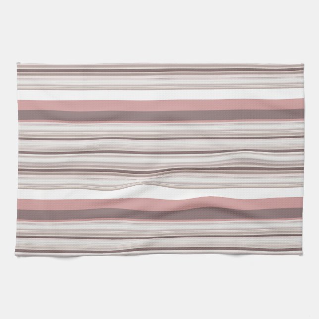 Cute white brown stripes kitchen towel (Horizontal)
