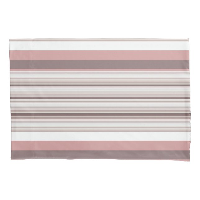 Cute white brown stripes pillow case (Front-Left)