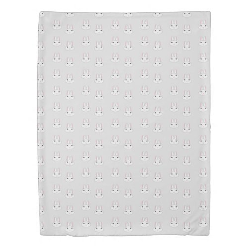 Cute white bunnies on gray duvet cover