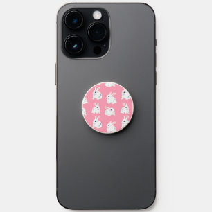 Cute White Bunnies on Pink - Adorable Pattern PopSocket