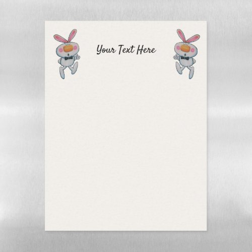 Cute White Bunnies Orange Noses Rosy Cheeks White Magnetic Dry Erase Sheet