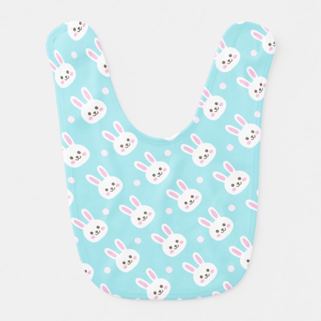 Cute White Bunnies Pattern Easter | Baby Bib (Front)