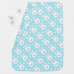 Cute White Bunnies Pattern Easter   Baby Blanket