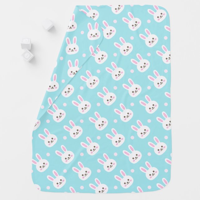 Cute White Bunnies Pattern Easter | Baby Blanket (In Situ)