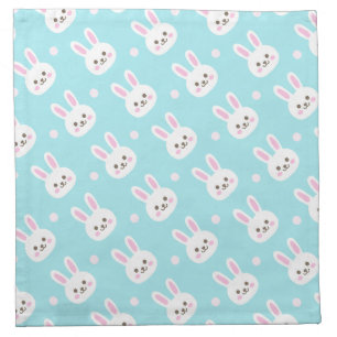 Cute White Bunnies Pattern Easter Cloth Napkin