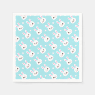 Cute White Bunnies Pattern Easter Paper Napkin