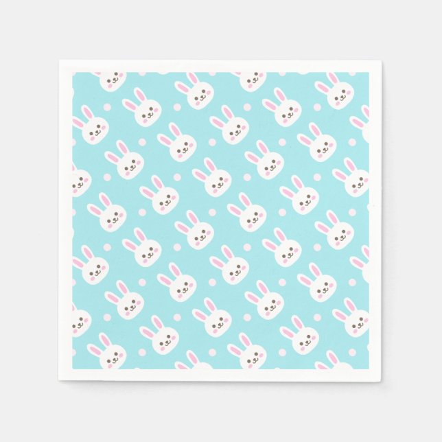 Cute White Bunnies Pattern Easter | Paper Napkin (Front)
