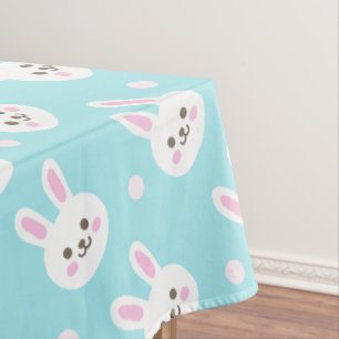 Cute White Bunnies Pattern Easter Tablecloth