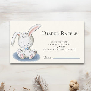 Cute White Bunny Baby Shower Diaper Raffle Enclosure Card