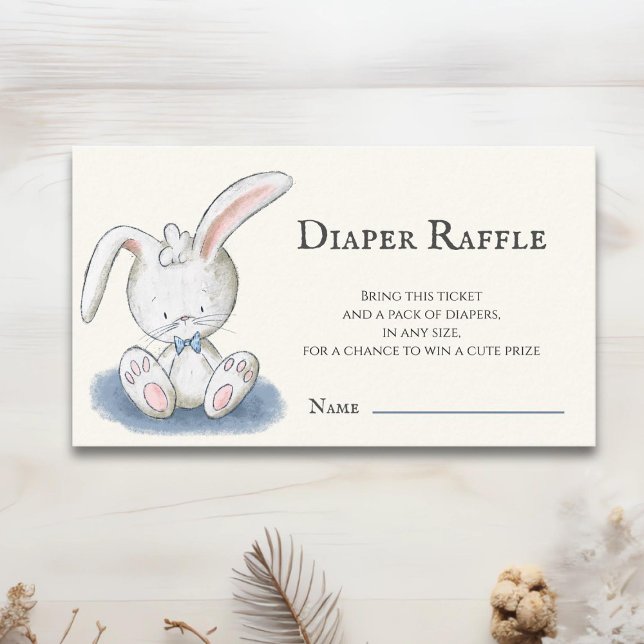 Cute White Bunny Baby Shower Diaper Raffle Enclosure Card (Creator Uploaded)