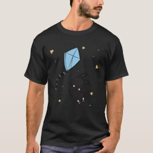 Cute White Bunny Blue Kite Flying Animal Rabbit T-Shirt