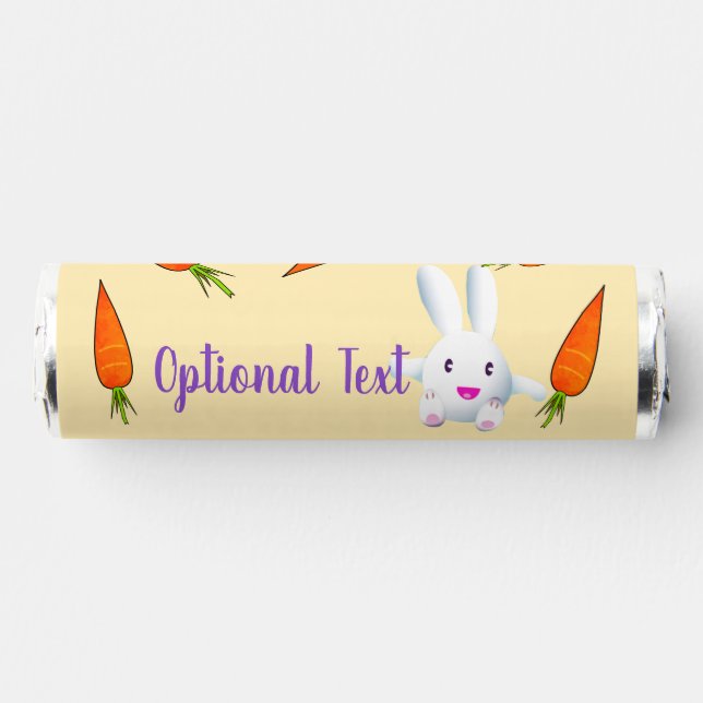 Cute White Bunny & Carrots Breath Savers® Mints (Front)