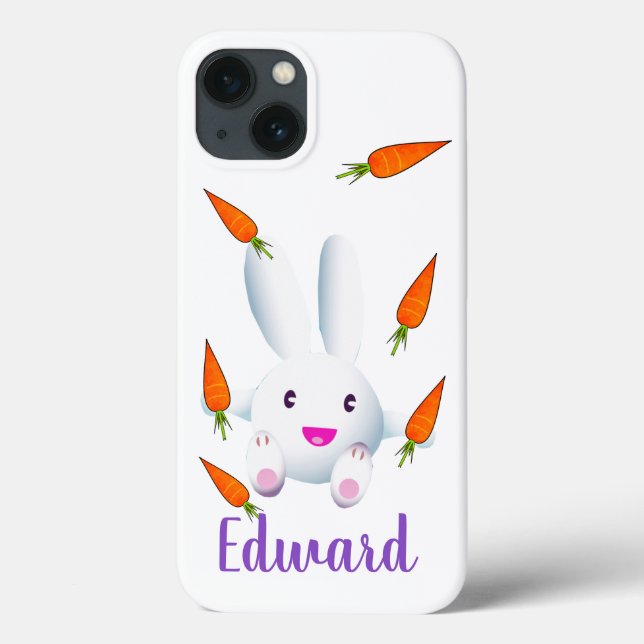 Cute White Bunny & Carrots Case-Mate iPhone Case (Back)