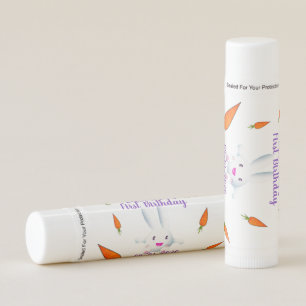 Cute White Bunny & Carrots Lip Balm