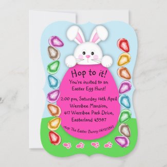 Cute White Bunny Easter Egg Hunt Invitation