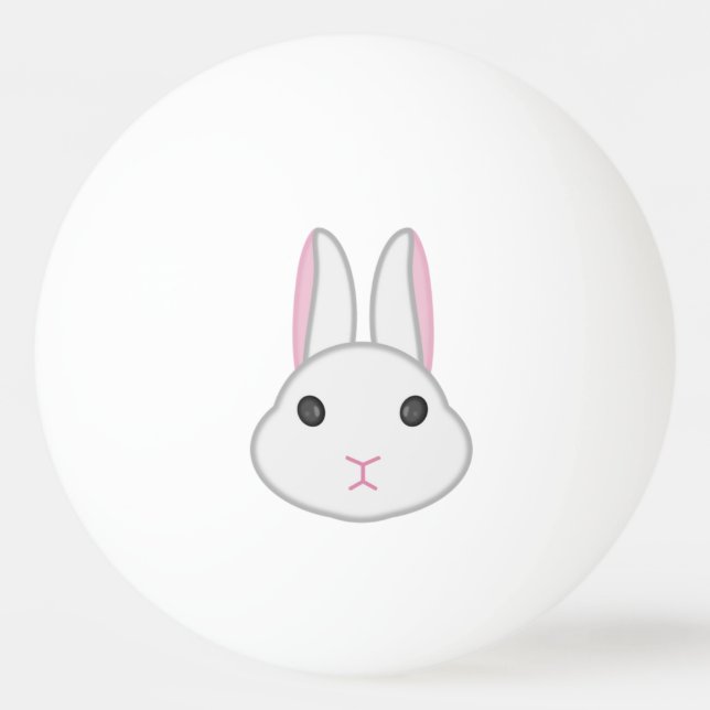 Cute white bunny face ping pong ball (Front)
