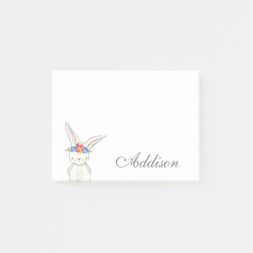 Cute White Bunny Flower Crown Post_it Notes
