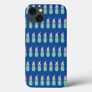 Cute White Bunny Holding Easter Egg Pattern iPhone 13 Case