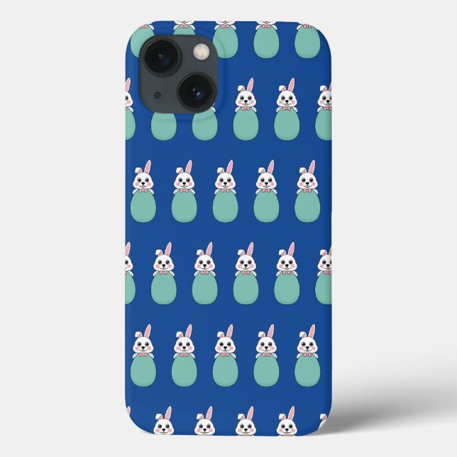 Cute White Bunny Holding Easter Egg Pattern Case-Mate iPhone Case (Back)