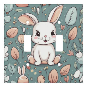 Cute white bunny pattern light switch cover
