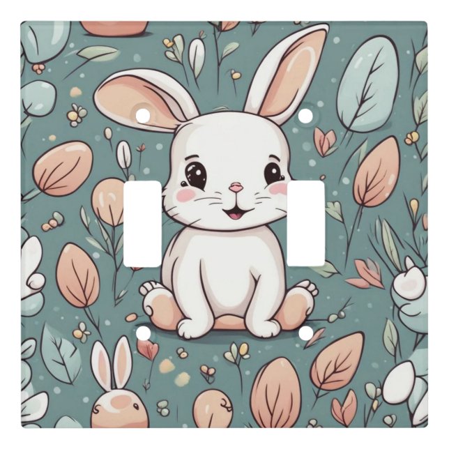 Cute white bunny pattern light switch cover (Front)