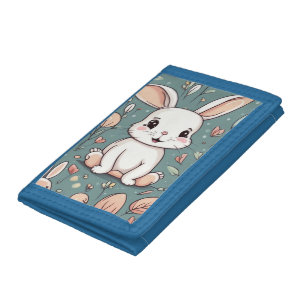 Cute white bunny pattern tri-fold wallet