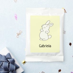 Cute white bunny personalized name yellow hot chocolate drink mix