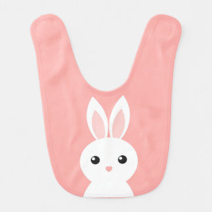 Cute white bunny pink Baby Bib