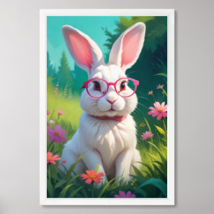 Cute White Bunny Potrait-68454 Framed Art