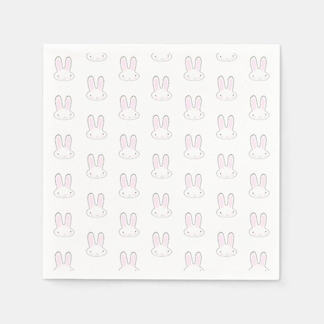 Cute white bunny rabbit fun modern pattern napkins (Front)