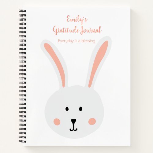 Cute White Bunny Rabbit Gratitude Journal Pink