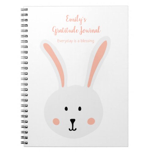 Cute White Bunny Rabbit Gratitude Journal Pink