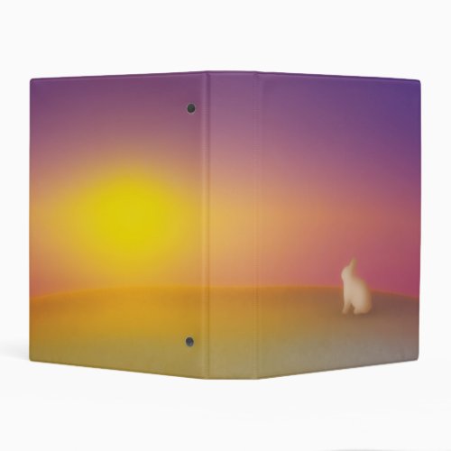 Cute White Bunny Rabbit on Grassy Hill at Sunrise Mini Binder