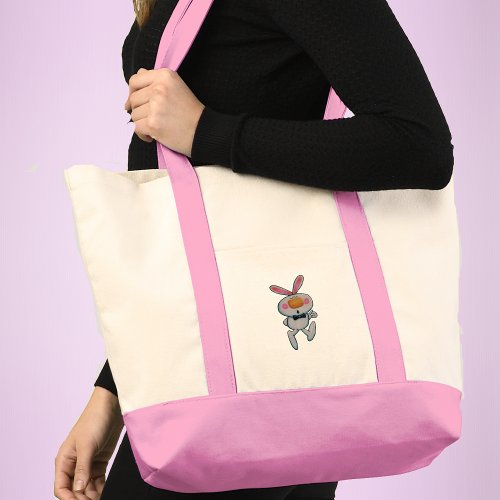 Cute White Bunny Rabbit Orange Nose Thumbs Up Sign Tote Bag