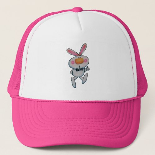 Cute White Bunny Thumbs Up Sign Bow Tie Trucker Hat