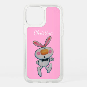 Cute White Bunny Thumbs Up Sign Orange Nose Pink Speck iPhone 12 Pro Case
